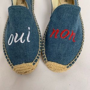NWOT SOLUDOS denim ‘oui’ and ‘non’ espadrilles